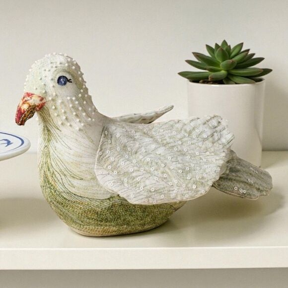 John Derian X Target 2025 Figural Beaded Dove Pillow NWT - Picture 5 of 5